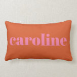 Modern Typography Personalized Name | Pink Orange  Lumbar Pillow<br><div class="desc">Modern Typography Personalized Name | Pink Orange Throw Pillow</div>