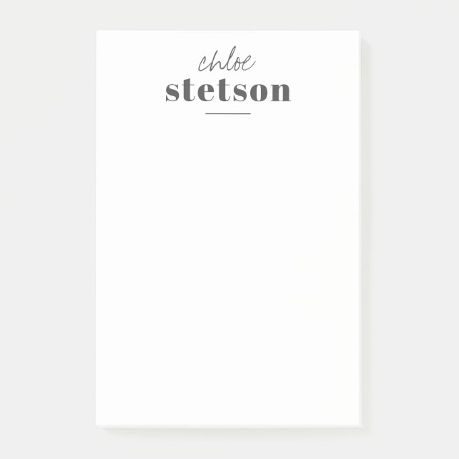 Modern Typography Personalized Name Post-it Notes (Front)