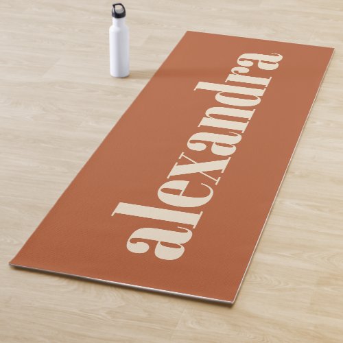 Modern Typography Personalized Name  Rust  Yoga Mat