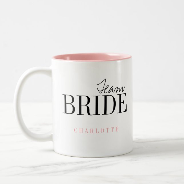 Modern Typography Personalized Team Bride Mug (Left)