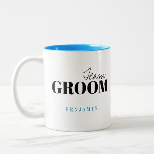 Modern Typography Personalized Team Groom Mug