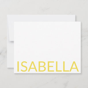 Modern Typography Personalized Yellow Name  Note Card