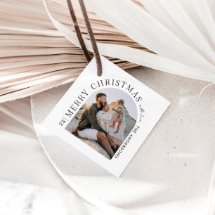 Modern typography photo arch Christmas Favor Tags