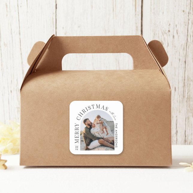 Modern typography photo arch Christmas Square Sticker (Creator Uploaded)