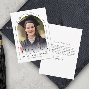 Modern Typography Photo Arch Graduation Thank You Card
