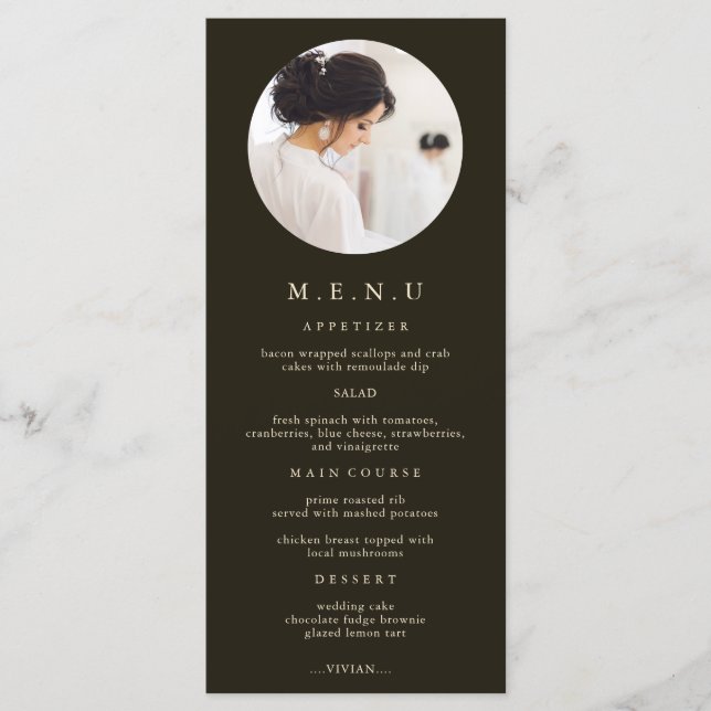 Modern Typography Photo Bridal Shower Menu (Front)