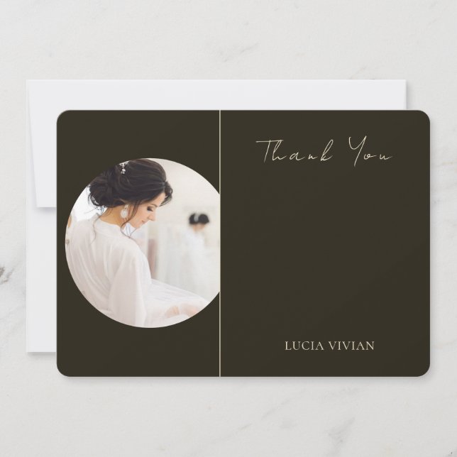 Modern Typography Photo Bridal Thank You card (Front)