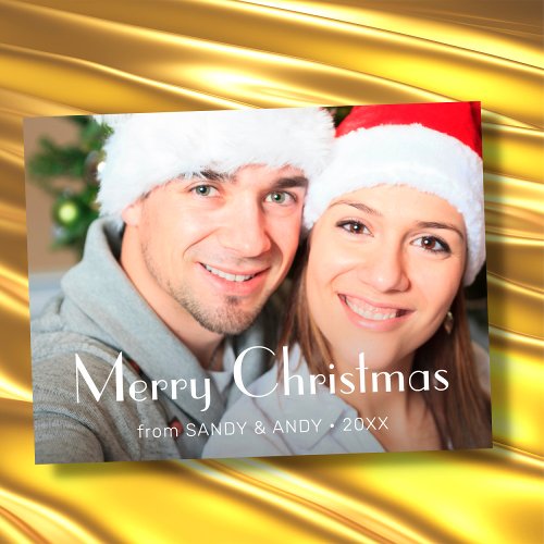 Modern Typography Photo Christmas Create Your Own Holiday Postcard