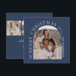 Modern typography photo collage blue Christmas Holiday Card<br><div class="desc">Modern minimal graphic abstract shape photo collage navy blue Christmas holiday card. Bold on trend design. Part of a holiday collection.</div>