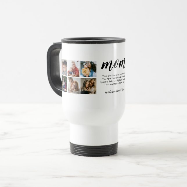 Modern Typography Photo Collage Gift For Mom Travel Mug (Front Left)