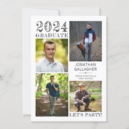 Modern Typography Photo Collage Graduation Invitation