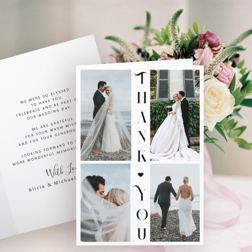 Modern typography photo collage wedding thank you