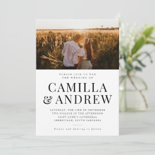 Modern Typography Photo Elegant Wedding Invitation