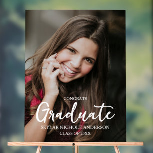 Modern Typography Photo Graduation Acrylic Sign