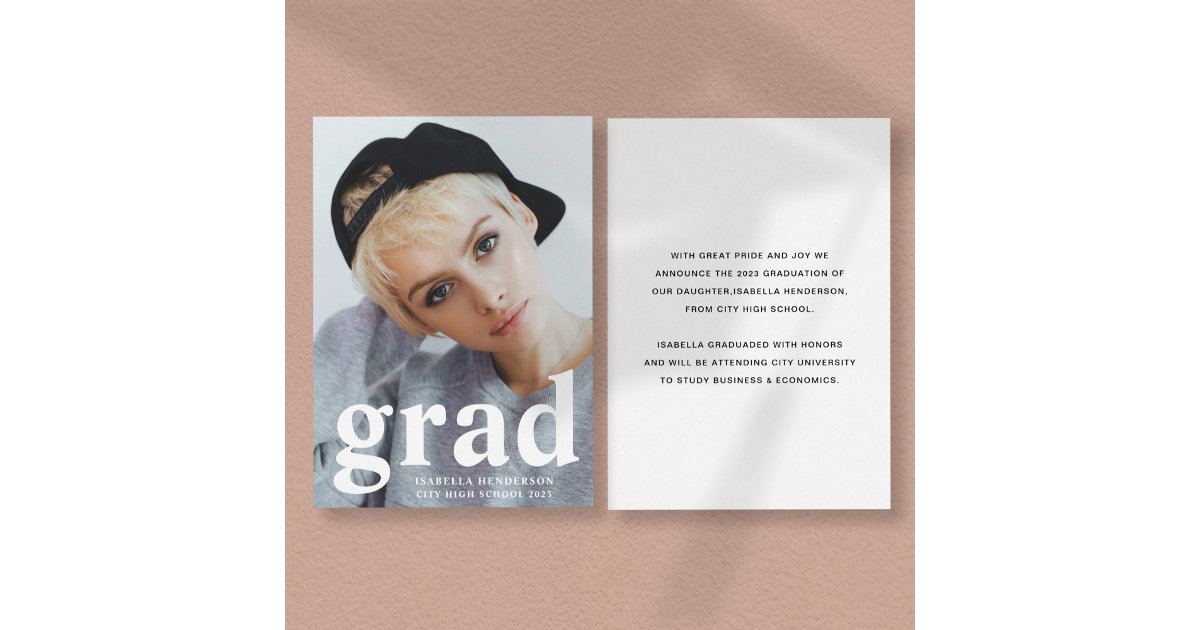 Modern Typography Photo Graduation Announcement | Zazzle