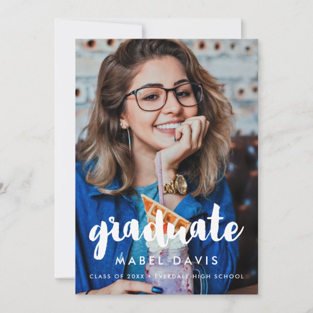 Modern typography Photo graduation Announcement (Front)