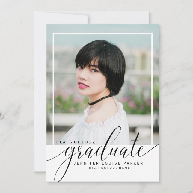 Modern Typography Photo Graduation Announcement (Front)