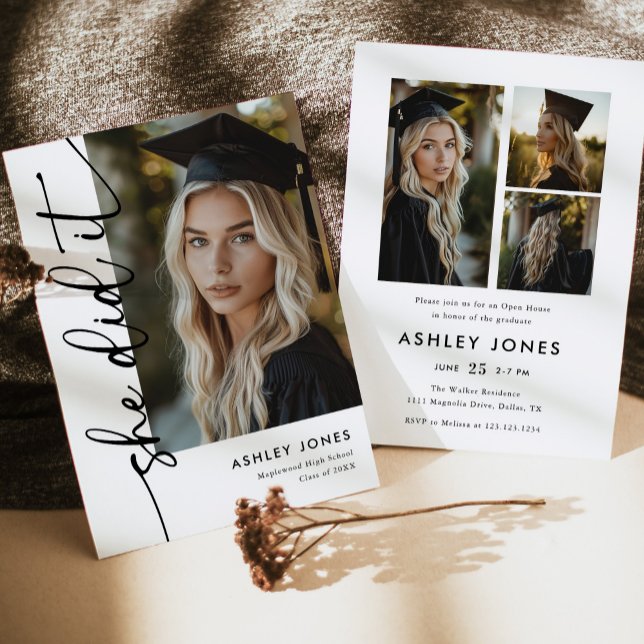 Modern Typography Photo Graduation Invitation (Creator Uploaded)