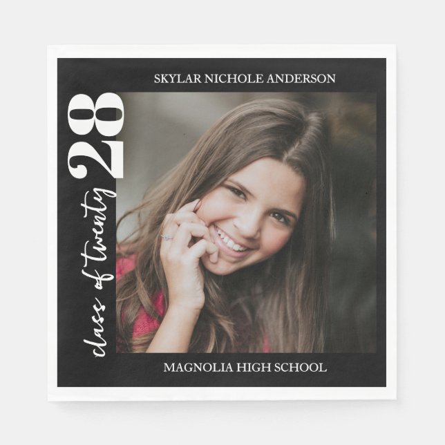 Modern Typography Photo Graduation Napkins (Front)
