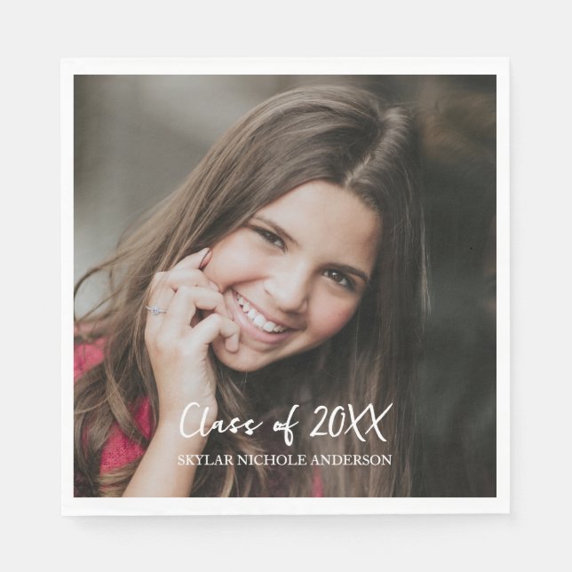 Modern Typography Photo Graduation Napkins (Front)