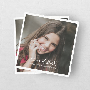 Modern Typography Photo Graduation Napkins