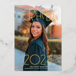 Modern Typography Photo Graduation Party Foil Invitation