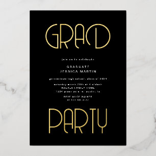 Modern Typography Photo Graduation Party Foil Invitation