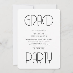 Modern Typography Photo Graduation Party Invite