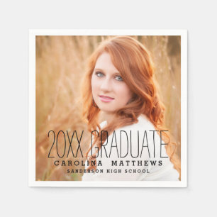 Modern Typography Photo Graduation Party Paper Napkins