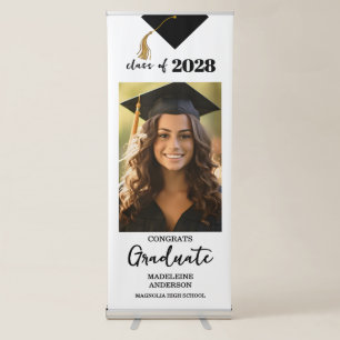 Modern Typography Photo Graduation Party Retractable Banner