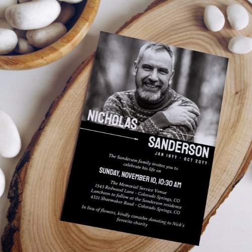 Modern Typography Photo Memorial Service Invitation