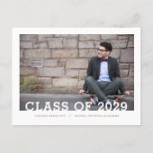 Modern Typography Photo Overlay Graduation Party A Announcement Postcard (Front)