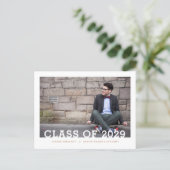 Modern Typography Photo Overlay Graduation Party A Announcement Postcard (Standing Front)