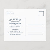 Modern Typography Photo Overlay Graduation Party Announcement Postcard (Back)