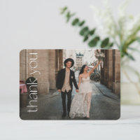 Modern Typography Photo Overlay Wedding Message  Thank You Card