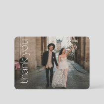 Modern Typography Photo Overlay Wedding Message  Thank You Card