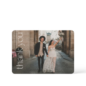 Modern Typography Photo Overlay Wedding Message  Thank You Card