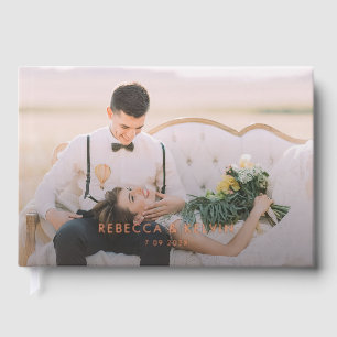 Modern Typography Photo Rose Gold Foil Wedding Foil Guest Book