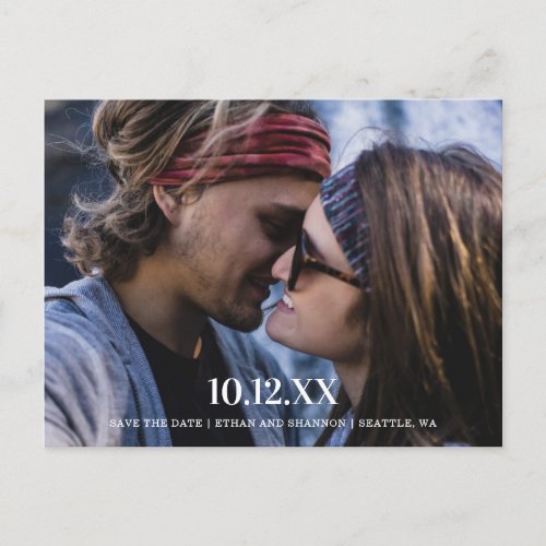 Modern Typography Photo Save the Date Announcement Postcard
