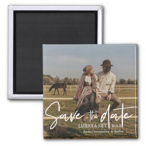 Modern Typography Photo Save the Date Magnet