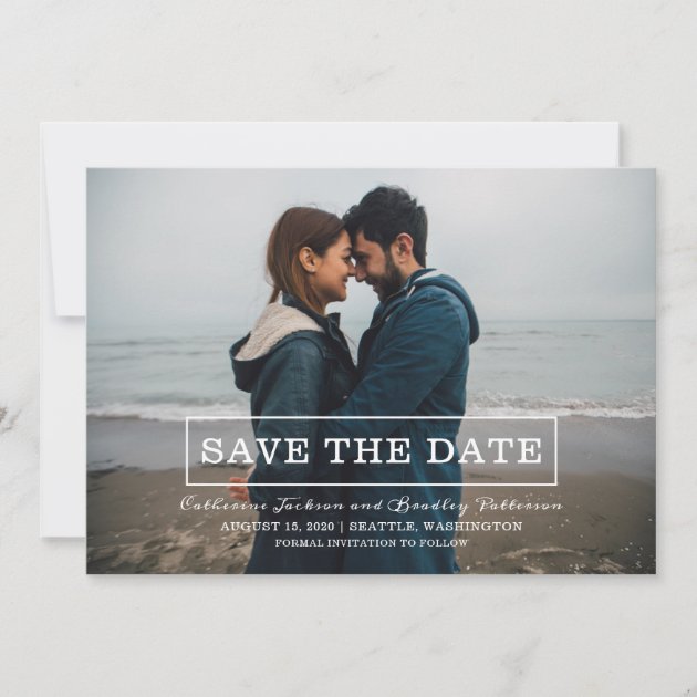 Modern Typography Photo Save The Date | White