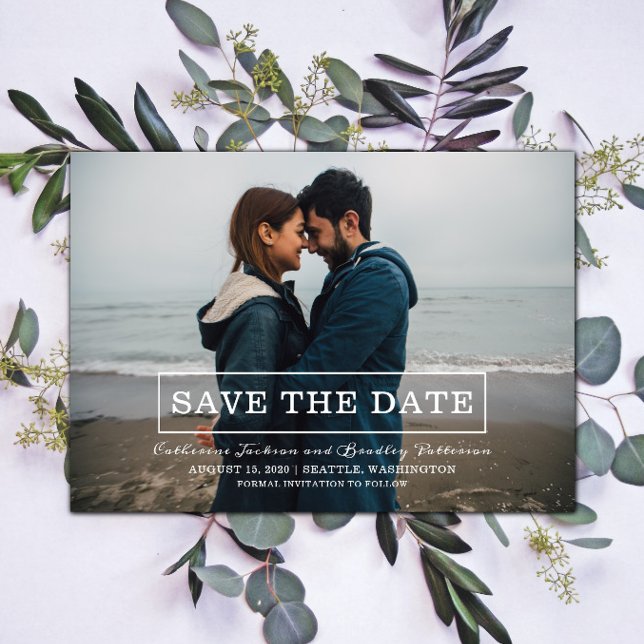 Modern Typography Photo Save the Date | White (Modern Typography Photo Save the Date - White)