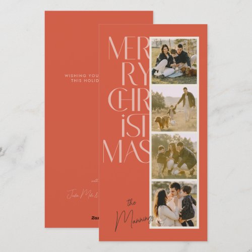 Modern Typography Photo Strip Christmas Card