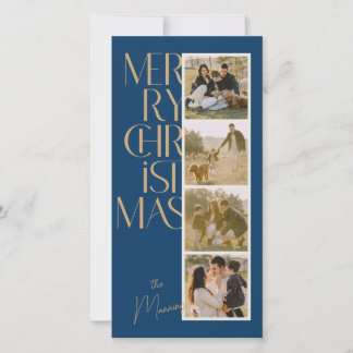Modern Typography Photo Strip Christmas Card