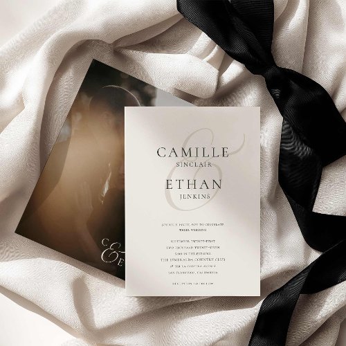 Modern Typography Photo Wedding Invitation