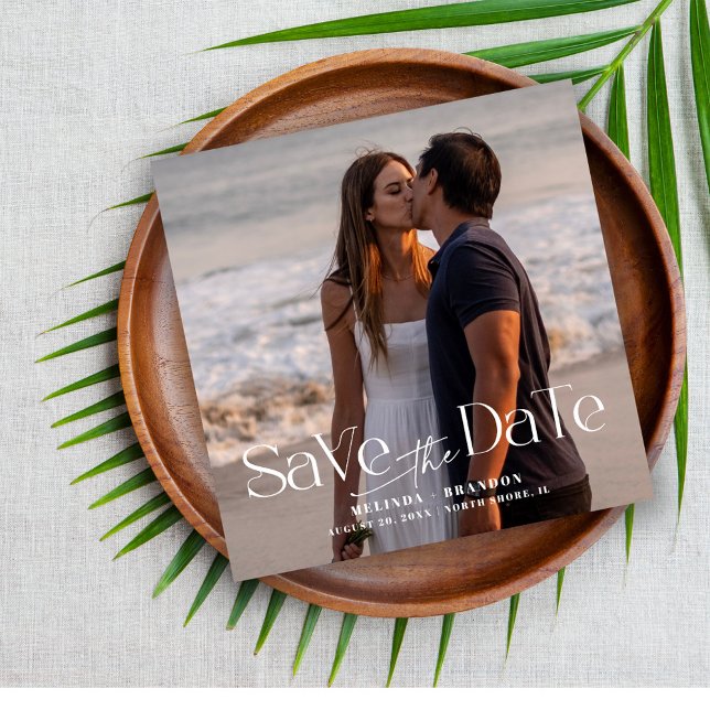 Modern Typography Photo Wedding  Magnetic Invitation (Creator Uploaded)