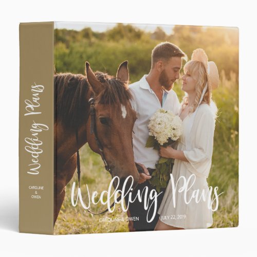 Modern Typography Photo Wedding Planner 3 Ring Binder