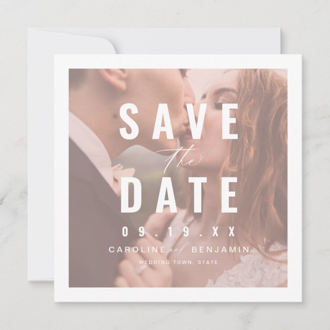 Modern typography photo wedding save the date (Front)