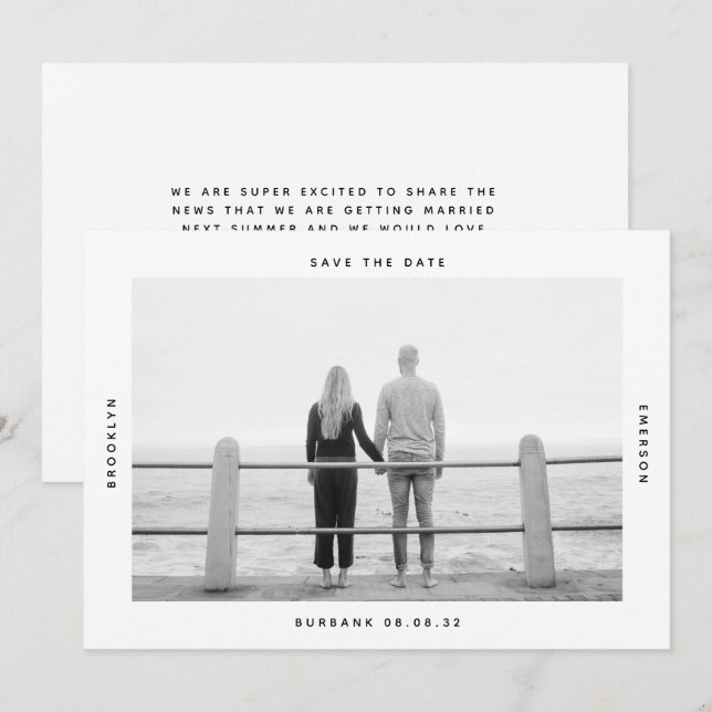 Modern Typography Photo Wedding Save The Date (Front/Back)
