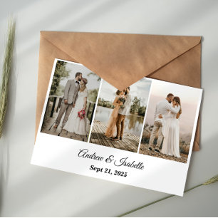 Modern Typography Photo Wedding Thank You Card